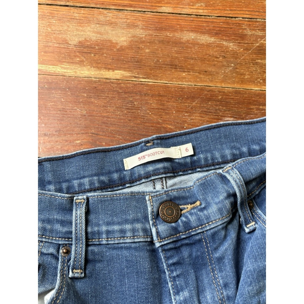Levis 515 VTG Bootcut Stretch Jeans Womens Size-6 Button Blue - Picture 3 of 7